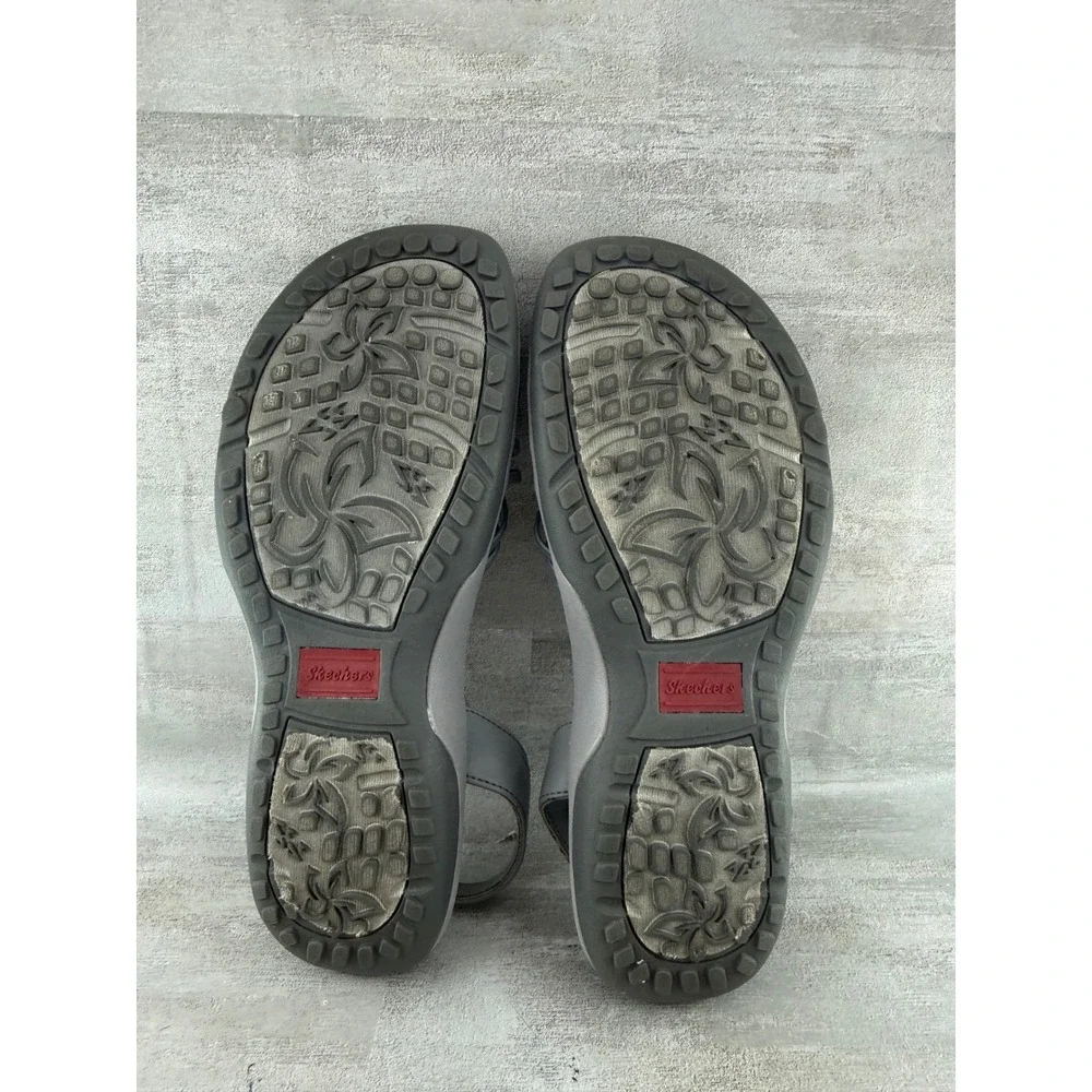 Skechers Reggae Slim Vacay Grey Strappy Sandals Women Size 8 Walking Hiking